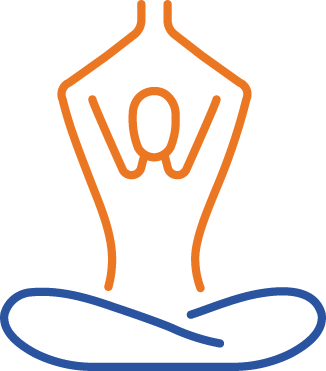 Icon of a person doing a yoga pose for mindful movement principle of My Nutrition Design's weight management and pregnancy nutrition programs