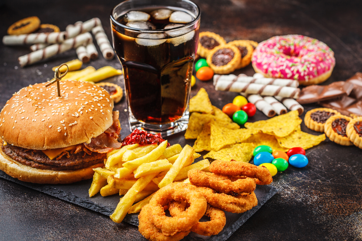 junk food and sugary foods that cause inflammation