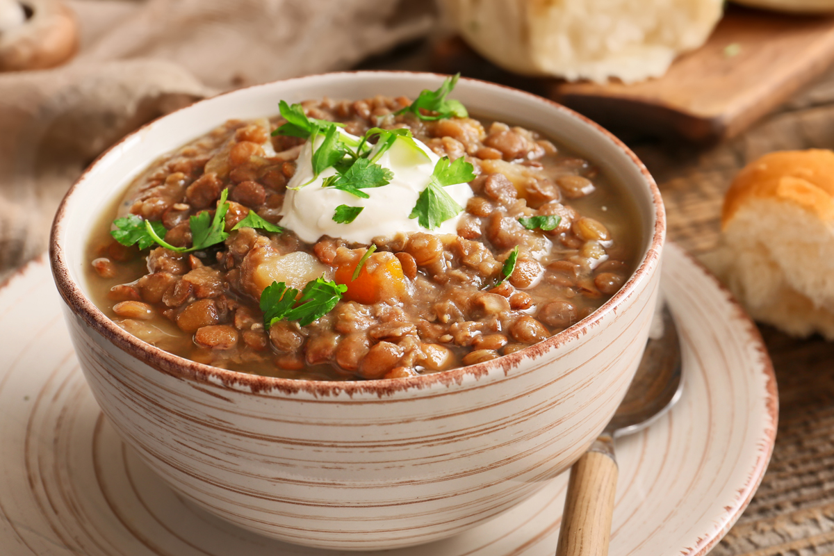 lentil bean soup - high fiber foods for weight loss